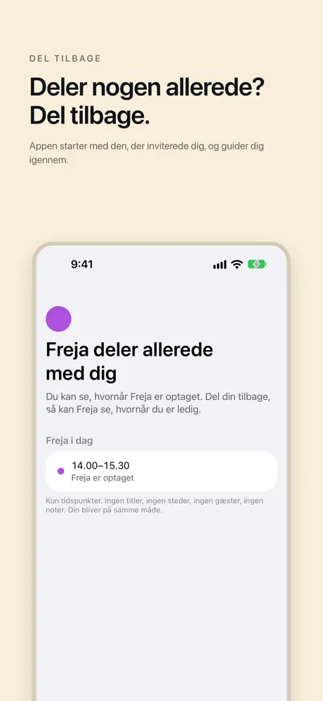 Deler nogen allerede? Del tilbage. Appen starter med den, der inviterede dig, og guider dig igennem.