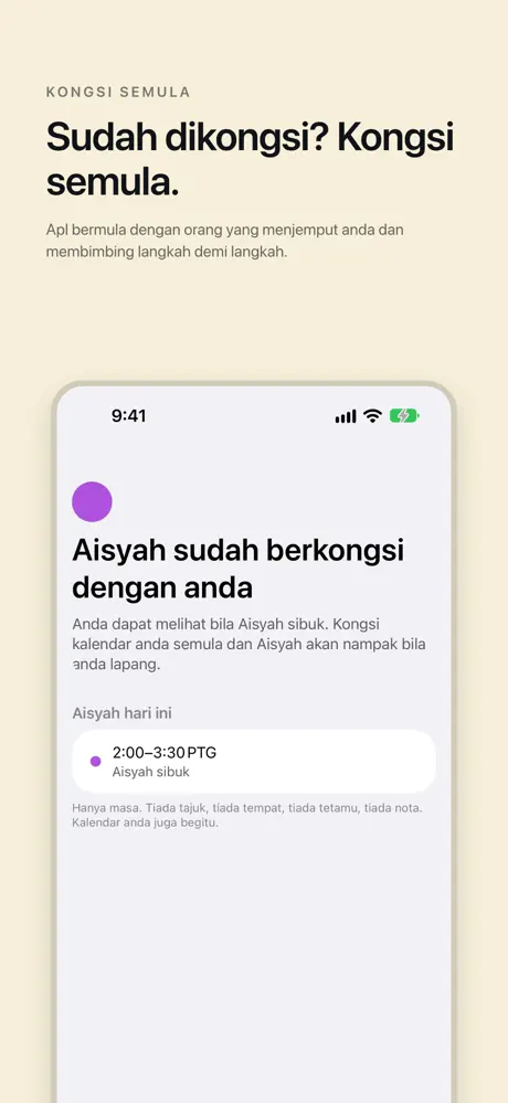 Sudah dikongsi? Kongsi semula. Apl bermula dengan orang yang menjemput anda dan membimbing langkah demi langkah.