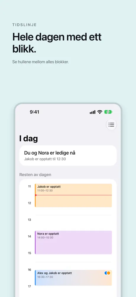 Hele dagen med ett blikk. Se hullene mellom alles blokker.