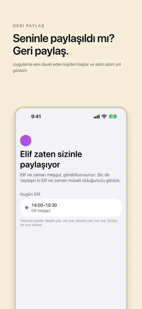 Seninle paylaşıldı mı? Geri paylaş. Uygulama seni davet eden kişiden başlar ve adım adım yol gösterir.